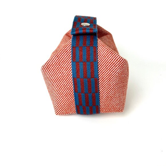 HERMES Bride-A-Brac H Natte Wool PM Tomette Red Blue Pouch Toiletry Bag - Picture 5 of 12